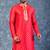 red dupion kurta dhoti  set for men with embroidered work