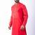 red dupion kurta pyjama set for men with printed design