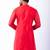 red dupion kurta pyjama set for men with printed design