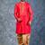 red dupion kurta dhoti  set for men with embroidered work
