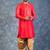 red dupion kurta dhoti  set for men with embroidered work
