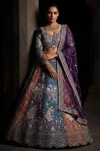  purple color Coding  Sequins Work With Cancan net Lehenga Choli set