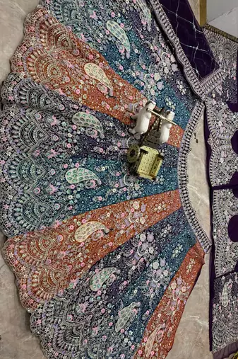  purple color Coding  Sequins Work With Cancan net Lehenga Choli set