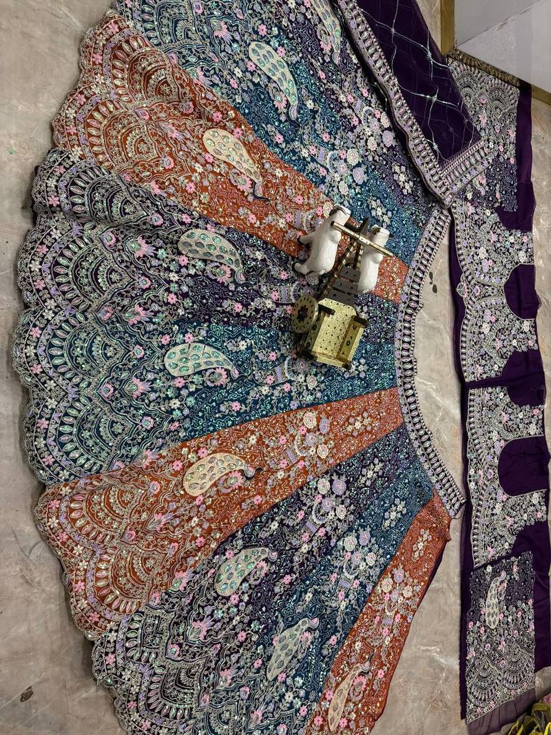  purple color Coding  Sequins Work With Cancan net Lehenga Choli set