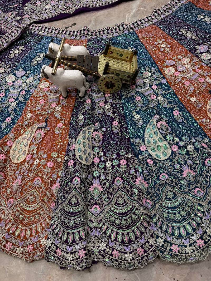  purple color Coding  Sequins Work With Cancan net Lehenga Choli set
