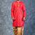 red dupion kurta dhoti  set for men with embroidered work