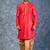 red dupion kurta dhoti  set for men with embroidered work