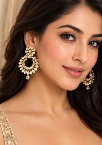 Aabha Crescent Kundan Earrings