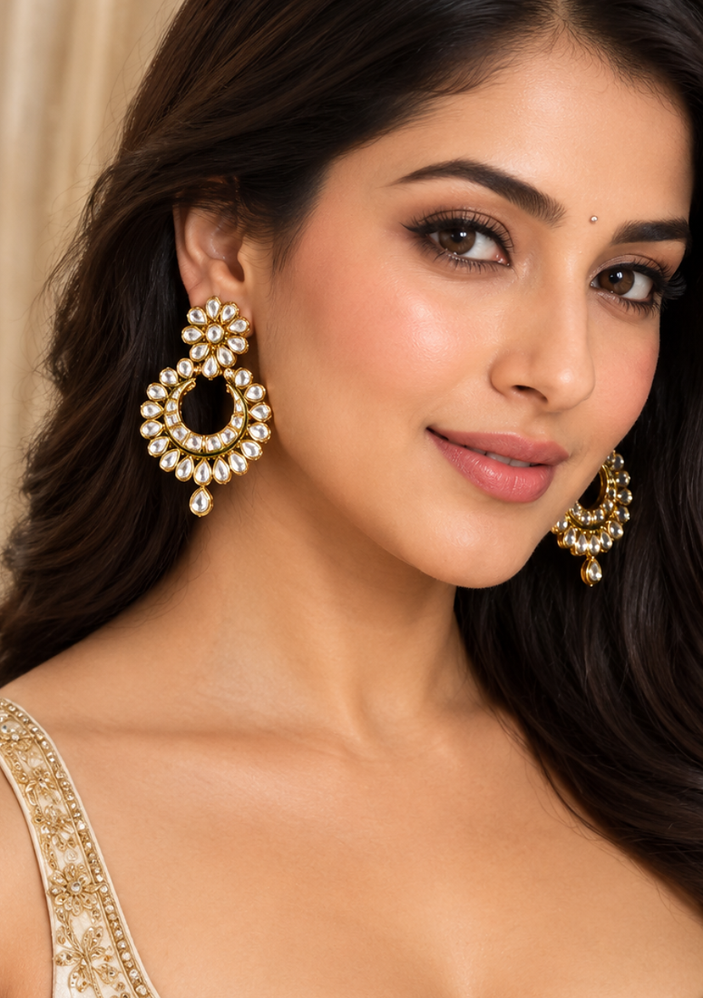 Aabha Crescent Kundan Earrings