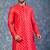 red dupion kurta dhoti  set for men with embroidered work