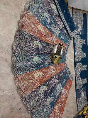 Teal color Coding  Sequins Work With Cancan net Lehenga Choli set 2