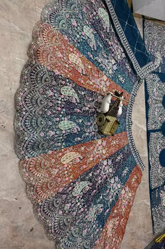 Teal color Coding  Sequins Work With Cancan net Lehenga Choli set