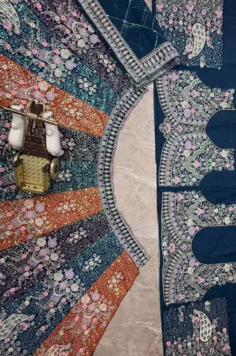Teal color Coding  Sequins Work With Cancan net Lehenga Choli set