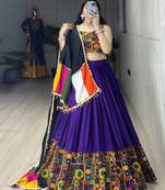PURPLE RAYON COTTON EMBROIDERY NAVRATRI CHANIYA CHOLI- full stitched free size