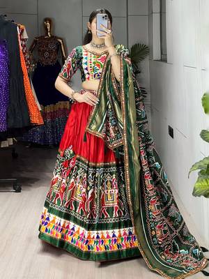 MULTICOLOR  DHOLA SILK EMBROIDERY  SEMI STICHED NAVRATRI CHANIYA CHOLI 1