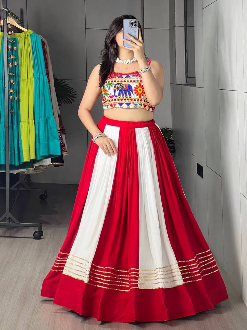 MULTICOLOR RAYON COTTON EMBROIDERY NAVRATRI CHANIYA CHOLI- full stitched free size