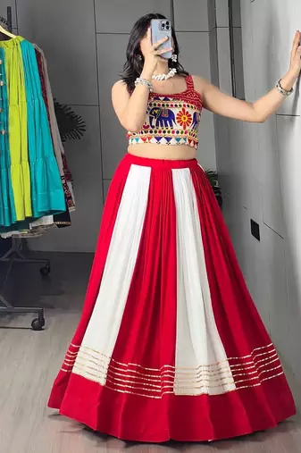MULTICOLOR RAYON COTTON EMBROIDERY NAVRATRI CHANIYA CHOLI- full stitched free size