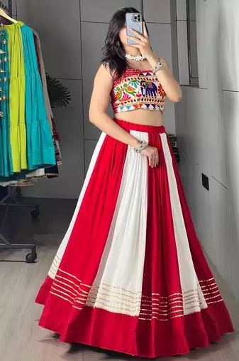 MULTICOLOR RAYON COTTON EMBROIDERY NAVRATRI CHANIYA CHOLI- full stitched free size