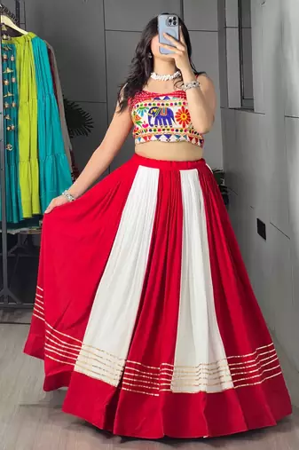 MULTICOLOR RAYON COTTON EMBROIDERY NAVRATRI CHANIYA CHOLI- full stitched free size