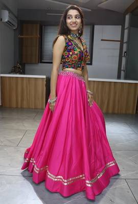 RED RAYON COTTON EMBROIDERY NAVRATRI CHANIYA CHOLI- full stitched free size 2