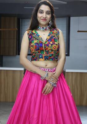 RED RAYON COTTON EMBROIDERY NAVRATRI CHANIYA CHOLI- full stitched free size 3