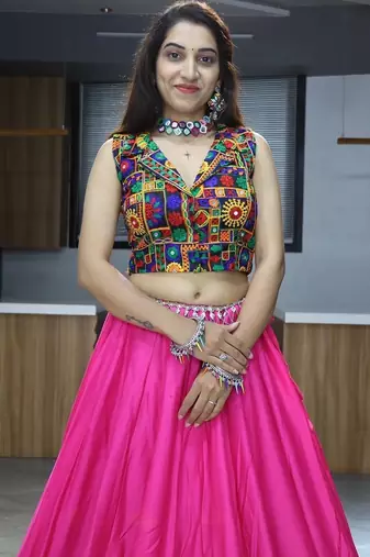 RED RAYON COTTON EMBROIDERY NAVRATRI CHANIYA CHOLI- full stitched free size