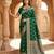 Green soft silk blend saree with zari weaving meenakari design