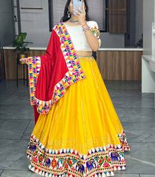 YELLOW  RAYON COTTON EMBROIDERY  SEMI STICHED NAVRATRI CHANIYA CHOLI