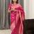 Pink soft silk blend saree with zari weaving meenakari design