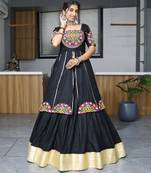 BLACK RAYON COTTON EMBROIDERY NAVRATRI TOP CHANIYA CHOLI- full stitched free size