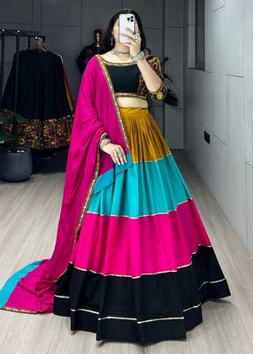 MULTI COLOR RAYON COTTON EMBROIDERY NAVRATRI TOP CHANIYA CHOLI- full stitched free size 1
