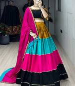 MULTI COLOR RAYON COTTON EMBROIDERY NAVRATRI TOP CHANIYA CHOLI- full stitched free size