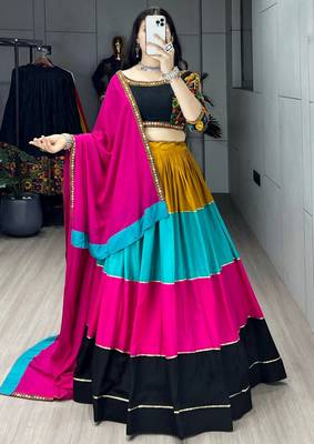 MULTI COLOR RAYON COTTON EMBROIDERY NAVRATRI TOP CHANIYA CHOLI- full stitched free size 2