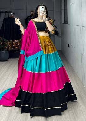 MULTI COLOR RAYON COTTON EMBROIDERY NAVRATRI TOP CHANIYA CHOLI- full stitched free size 3