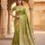 Green soft silk blend saree with zari weaving meenakari design