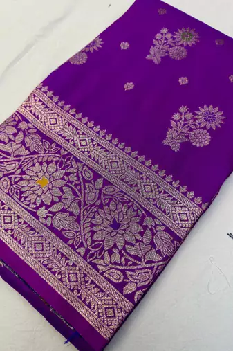 Wine soft silk blend saree with zari weaving meenakari design