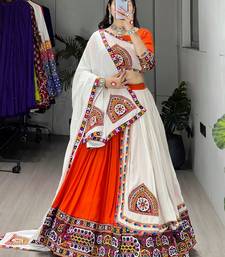 ORANGE RAYON COTTON EMBROIDERY NAVRATRI TOP CHANIYA CHOLI- full stitched free size