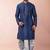 navy blue  kurta dhoti  set for men with embroidered work