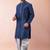 navy blue  kurta dhoti  set for men with embroidered work