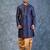 navy blue  kurta dhoti  set for men with embroidered work
