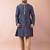 navy blue dupion kurta pyjama set for men with solid design