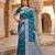 Teal soft silk blend saree with zari weaving meenakari design