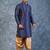 navy blue  kurta dhoti  set for men with embroidered work