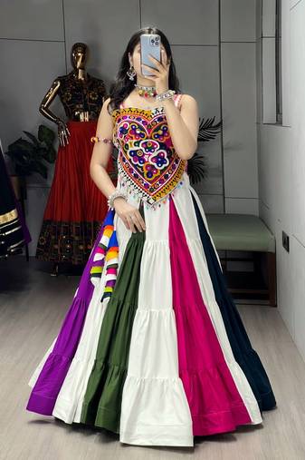 MULTI COLOR RAYON EMBROIDERY NAVRATRI CHANIYA CHOLI- full stitched free size