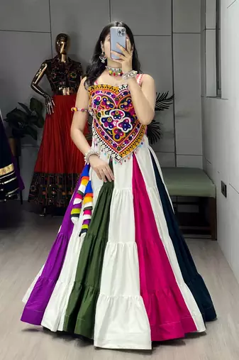 MULTI COLOR RAYON EMBROIDERY NAVRATRI CHANIYA CHOLI- full stitched free size
