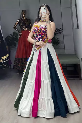 MULTI COLOR RAYON EMBROIDERY NAVRATRI CHANIYA CHOLI- full stitched free size