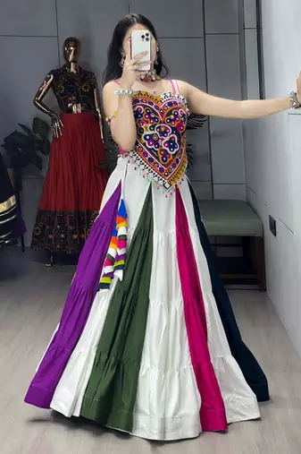 MULTI COLOR RAYON EMBROIDERY NAVRATRI CHANIYA CHOLI- full stitched free size
