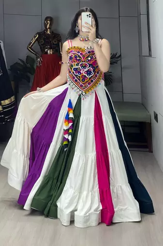 MULTI COLOR RAYON EMBROIDERY NAVRATRI CHANIYA CHOLI- full stitched free size