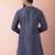 navy blue dupion kurta pyjama set for men with solid design