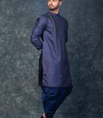 navy blue  kurta dhoti  set for men with embroidered work